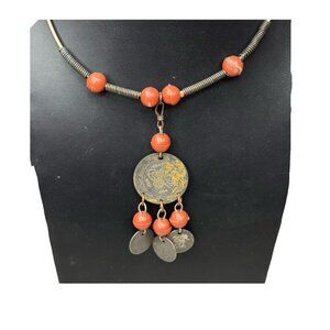 Vintage Moroccan Amazigh Berber tribal necklace Choker Collar Coin Antique Beads
